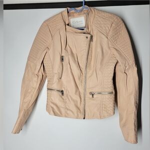 Ci Sono Tan Leather Moto Jacket Asymmetrical Zipper